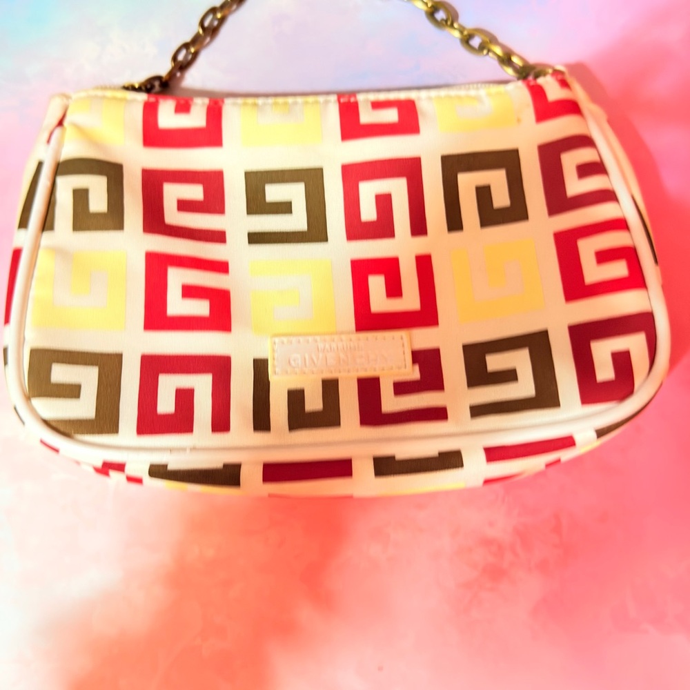Givenchy PARFUMS Shoulder Bag with Red, Yellow, and Brown Geometric Design